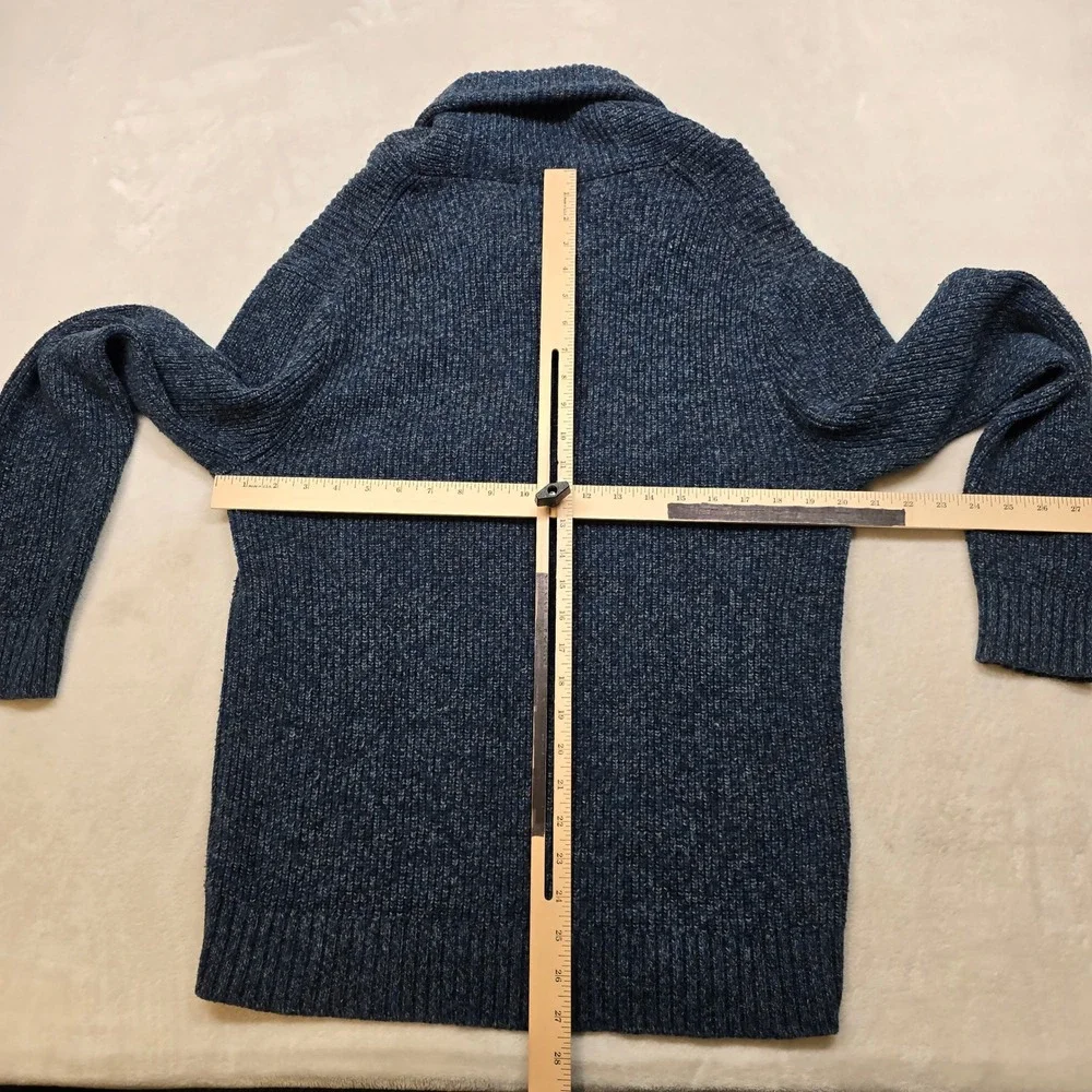 American‎ Eagle Shawl Collar Sweater Mens Large Blue Speckled Athletic Fit
